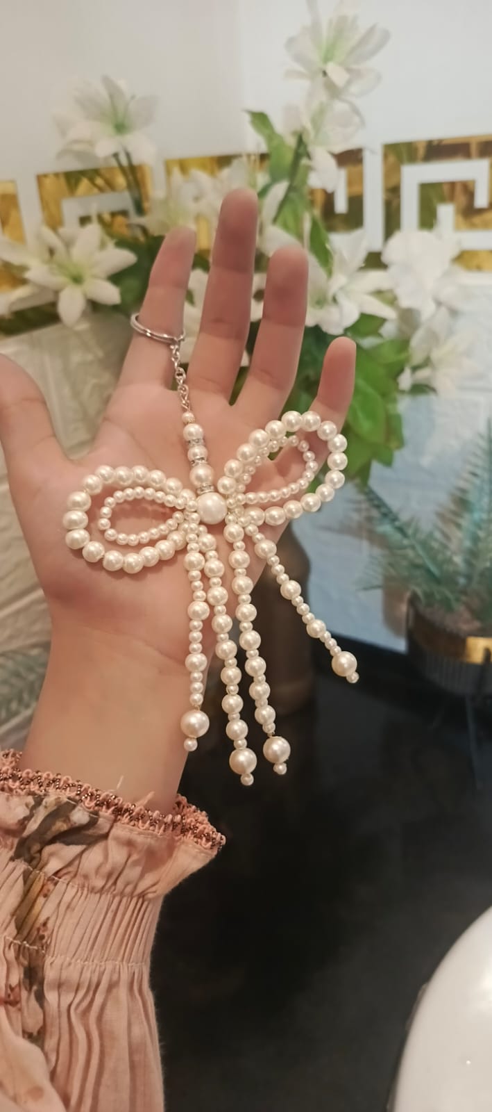 Pearl Bow Keychain Charm