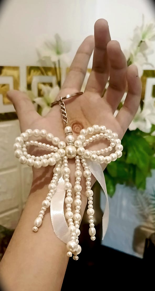 Pearl Bow Keychain Charm
